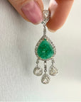 6 Carats Emeralds and 2.9 Carats Diamonds Drop Earring