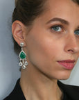 6 Carats Emeralds and 2.9 Carats Diamonds Drop Earring