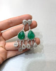 6 Carats Emeralds and 2.9 Carats Diamonds Drop Earring