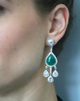 6 Carats Emeralds and 2.9 Carats Diamonds Drop Earring