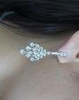 6.90 Carat Pear Rose Cut Diamond Chandelier Drop 18K White Gold Earrings