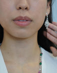 6.90 Carat Pear Rose Cut Diamond Chandelier Drop 18K White Gold Earrings