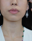 6.90 Carat Pear Rose Cut Diamond Chandelier Drop 18K White Gold Earrings