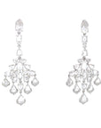 6.90 Carat Pear Rose Cut Diamond Chandelier Drop 18K White Gold Earrings