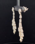 6.90 Carat Pear Rose Cut Diamond Chandelier Drop 18K White Gold Earrings