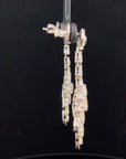 6.90 Carat Pear Rose Cut Diamond Chandelier Drop 18K White Gold Earrings