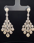 6.90 Carat Pear Rose Cut Diamond Chandelier Drop 18K White Gold Earrings
