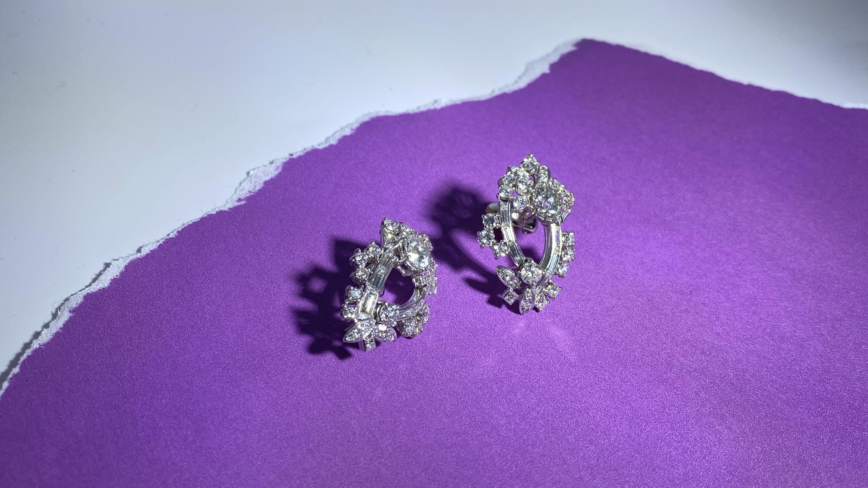 5.00 Carat Diamond Climber Earring 2.00 Carat Centers