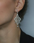 3.58 Carat Rose Cut 1.58 Carat Round Diamond Drop Earrings 18K Gold