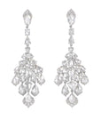 6.90 Carat Pear Rose Cut Diamond Chandelier Drop 18K White Gold Earrings
