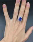 10.21 Carat Natural Blue Ceylon Sapphire Ring and Diamond Ring