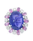38.35 Carat Tanzanite and Pink Sapphire Cocktail Ring
