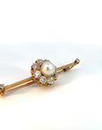 5.00 Carat Natural Pearl and Old European Cut Diamond Tie Pin 18K Yellow Gold