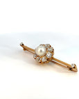5.00 Carat Natural Pearl and Old European Cut Diamond Tie Pin 18K Yellow Gold
