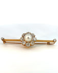 5.00 Carat Natural Pearl and Old European Cut Diamond Tie Pin 18K Yellow Gold