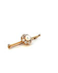 5.00 Carat Natural Pearl and Old European Cut Diamond Tie Pin 18K Yellow Gold