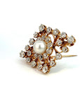 9.00 Carat Natural Pearl And Old European Cut Diamond Pin