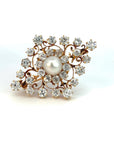 9.00 Carat Natural Pearl And Old European Cut Diamond Pin