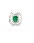 7.0-Carat Square Emerald Ring with Diamonds in 18k Gold
