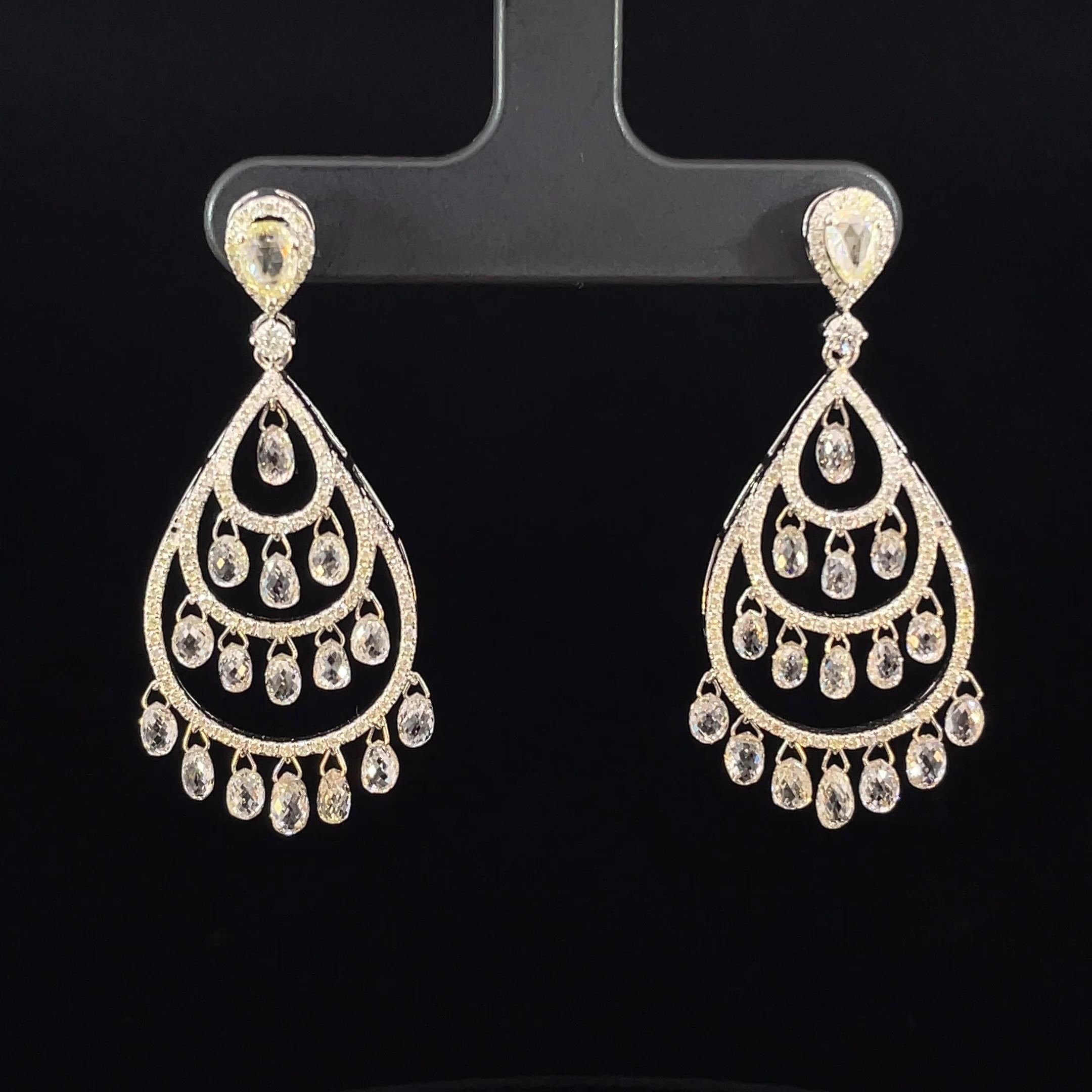 Briolette Drop Diamond Earrings