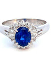 1.88-Carat Oval Blue Sapphire Ring in Platinum Size 6