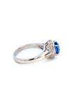 1.88-Carat Oval Blue Sapphire Ring in Platinum Size 6