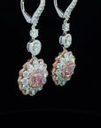 Certified 1 carat very light pink & white diamond Drop earrings in 18K Gold