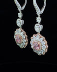 Certified 1 carat very light pink & white diamond Drop earrings in 18K Gold