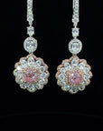 Certified 1 carat very light pink & white diamond Drop earrings in 18K Gold