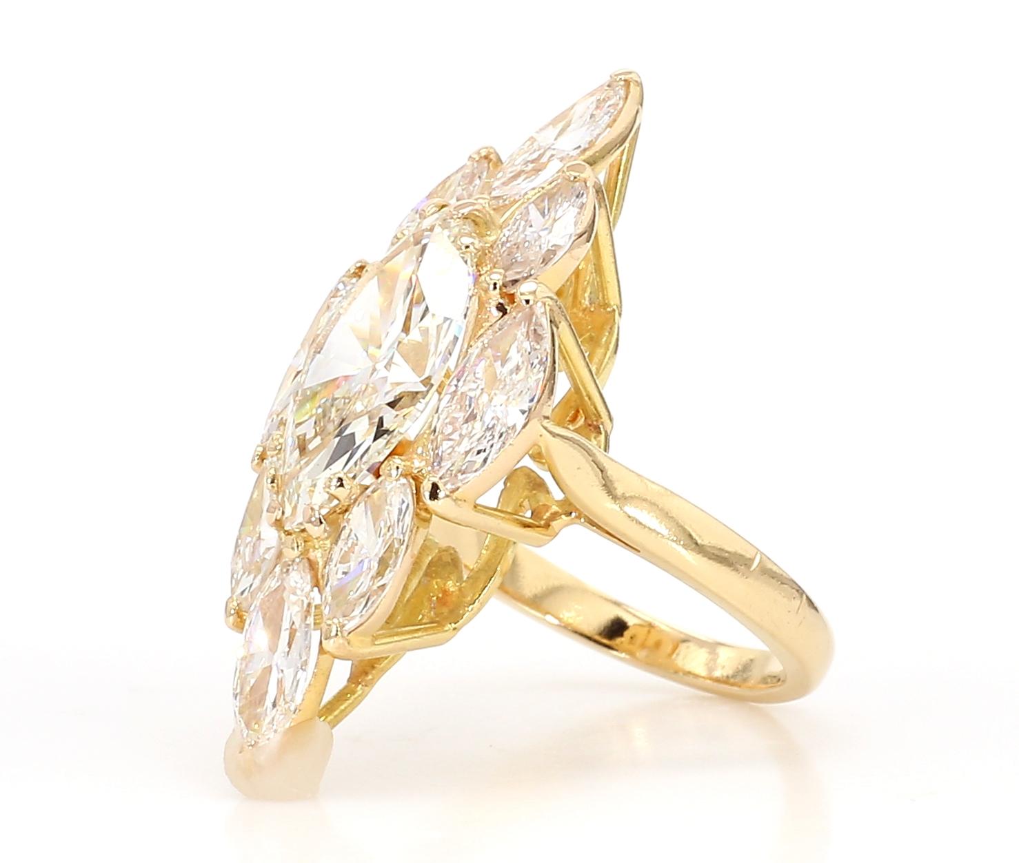 7.62 Carat Pear-Cut Diamond Shuttle Ring in 18K Gold