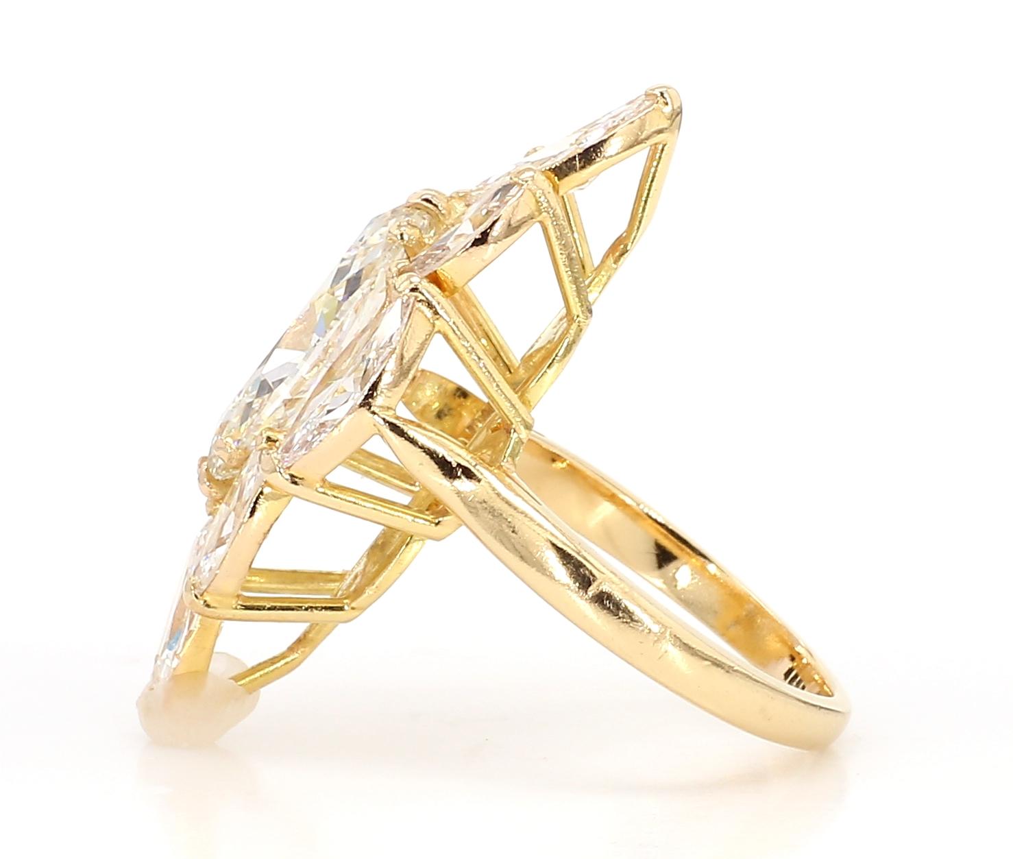 7.62 Carat Pear-Cut Diamond Shuttle Ring in 18K Gold