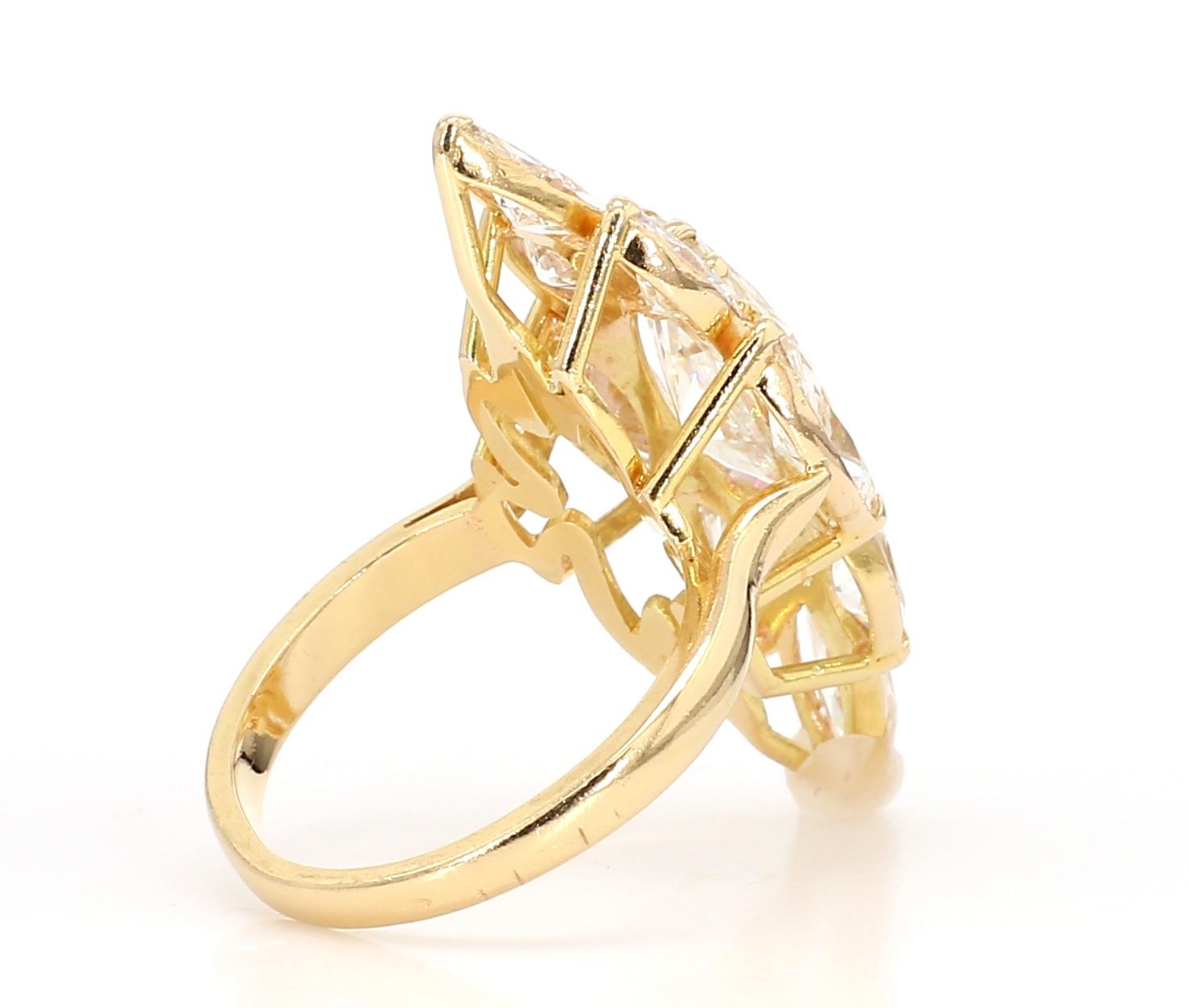 7.62 Carat Pear-Cut Diamond Shuttle Ring in 18K Gold