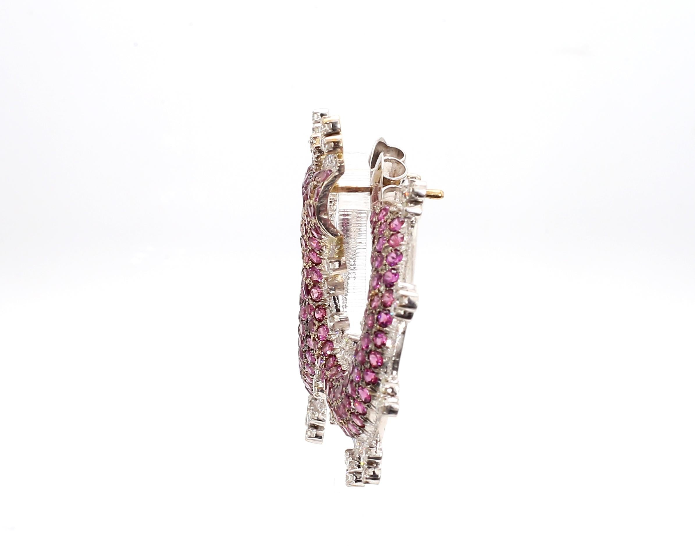 8.19 Carat Pink Sapphire and 4.16 Carat Diamond Stud Earrings in 18K Gold