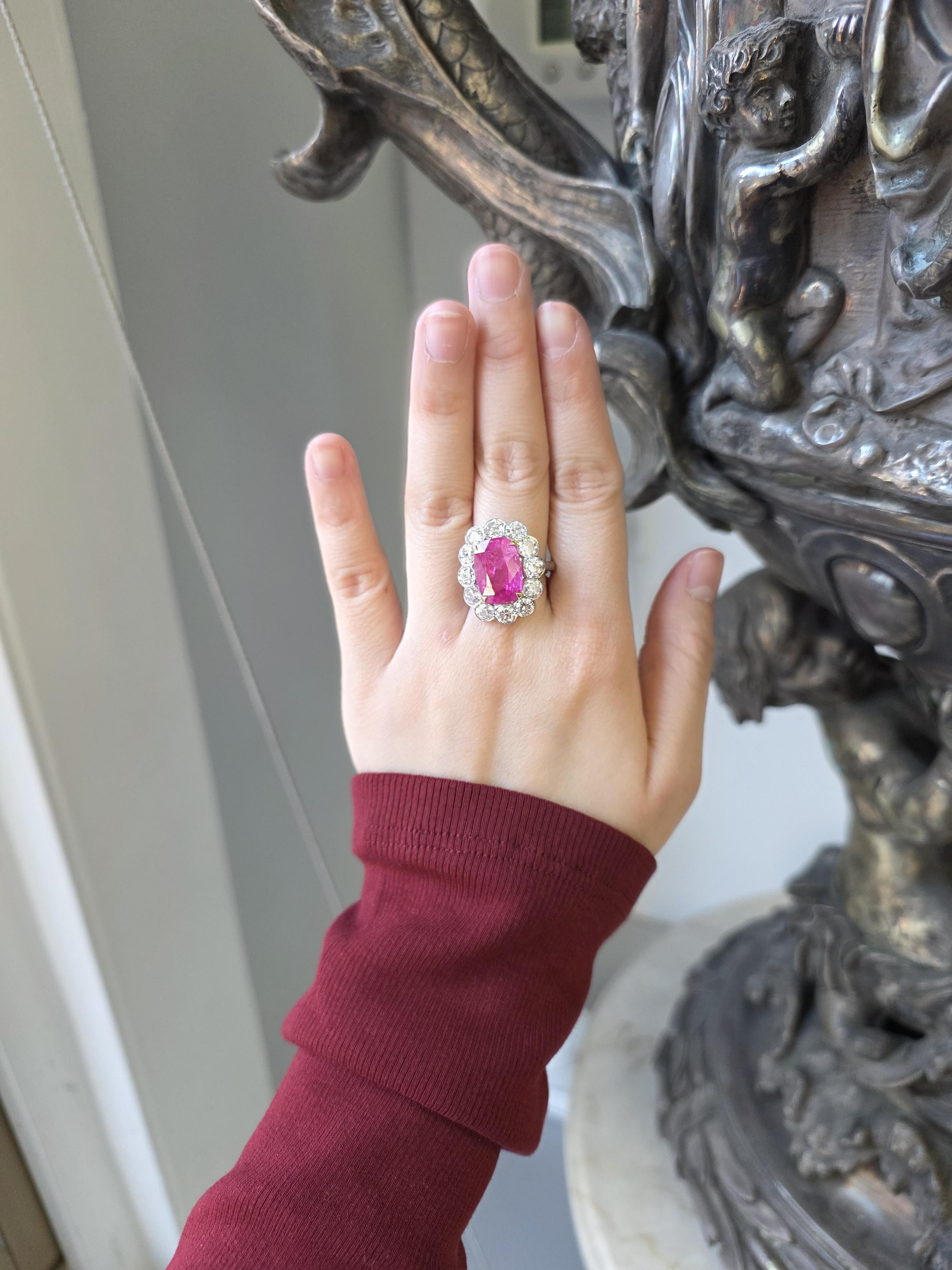 7.61ct Ruby and Diamond Ring Dia-4.05, 18K