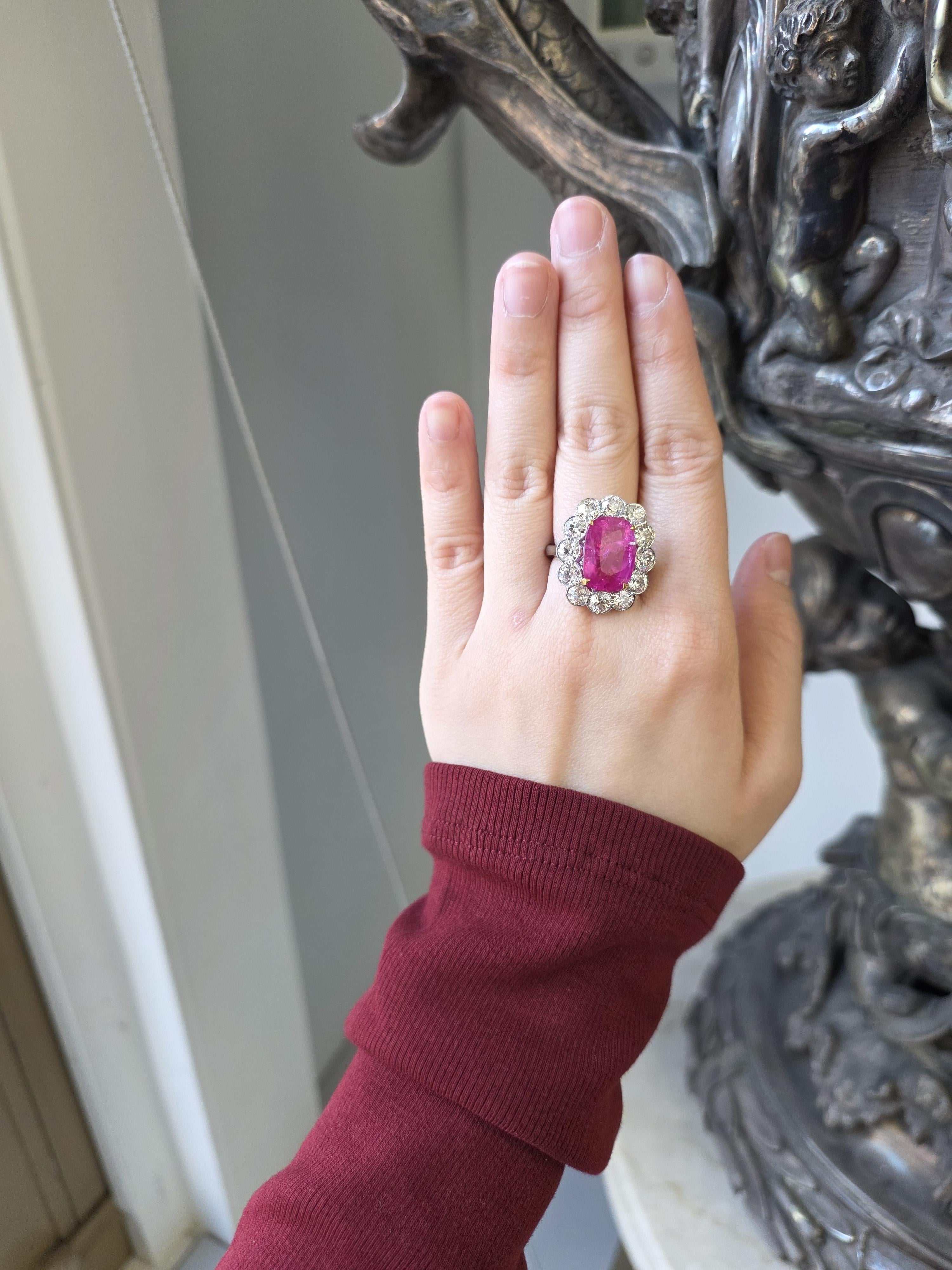 7.61ct Ruby and Diamond Ring Dia-4.05, 18K