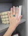 Rare Natural Green Emerald Cocktail Ring GIA Certfied