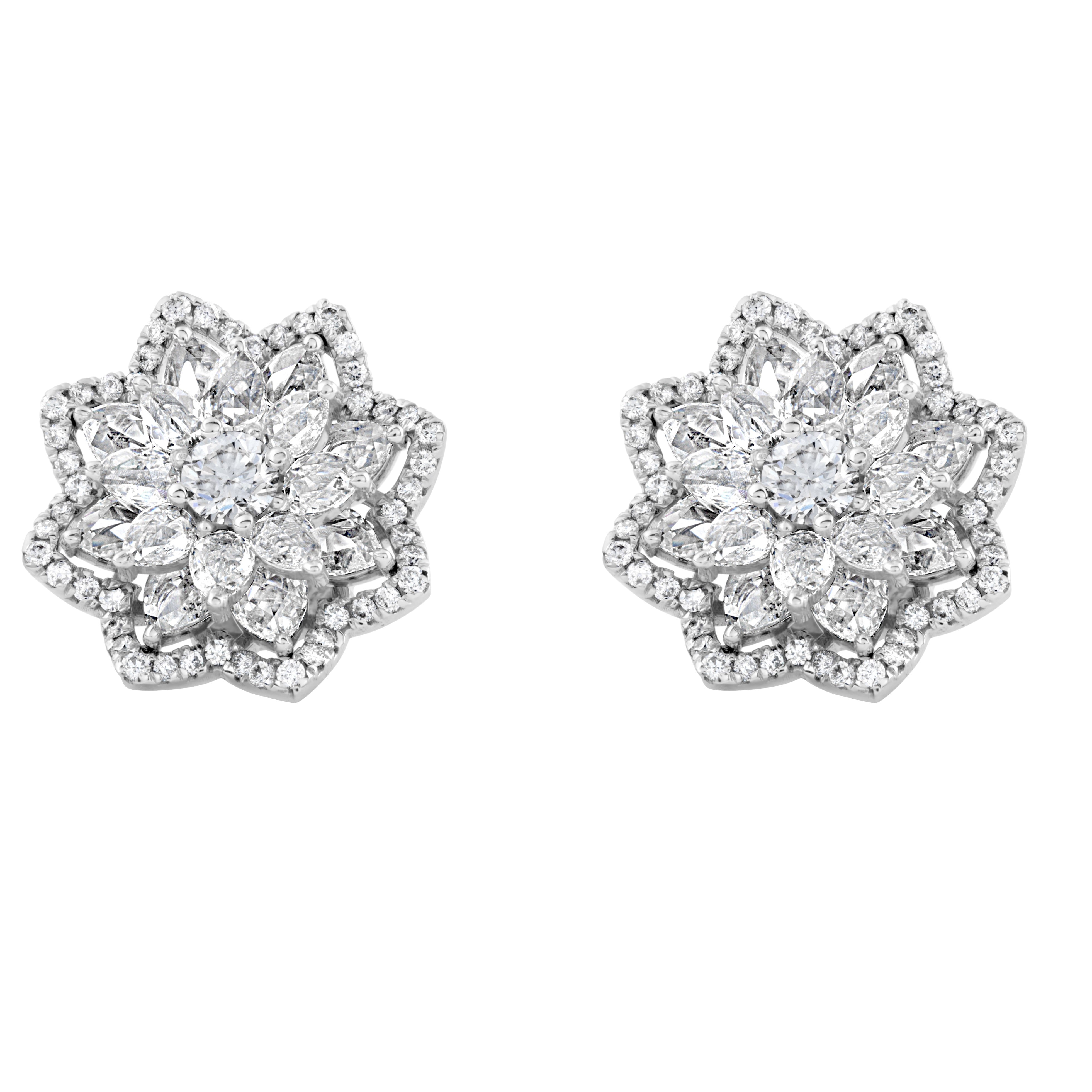 6.90 carat Rosecut and Round Diamond Earring