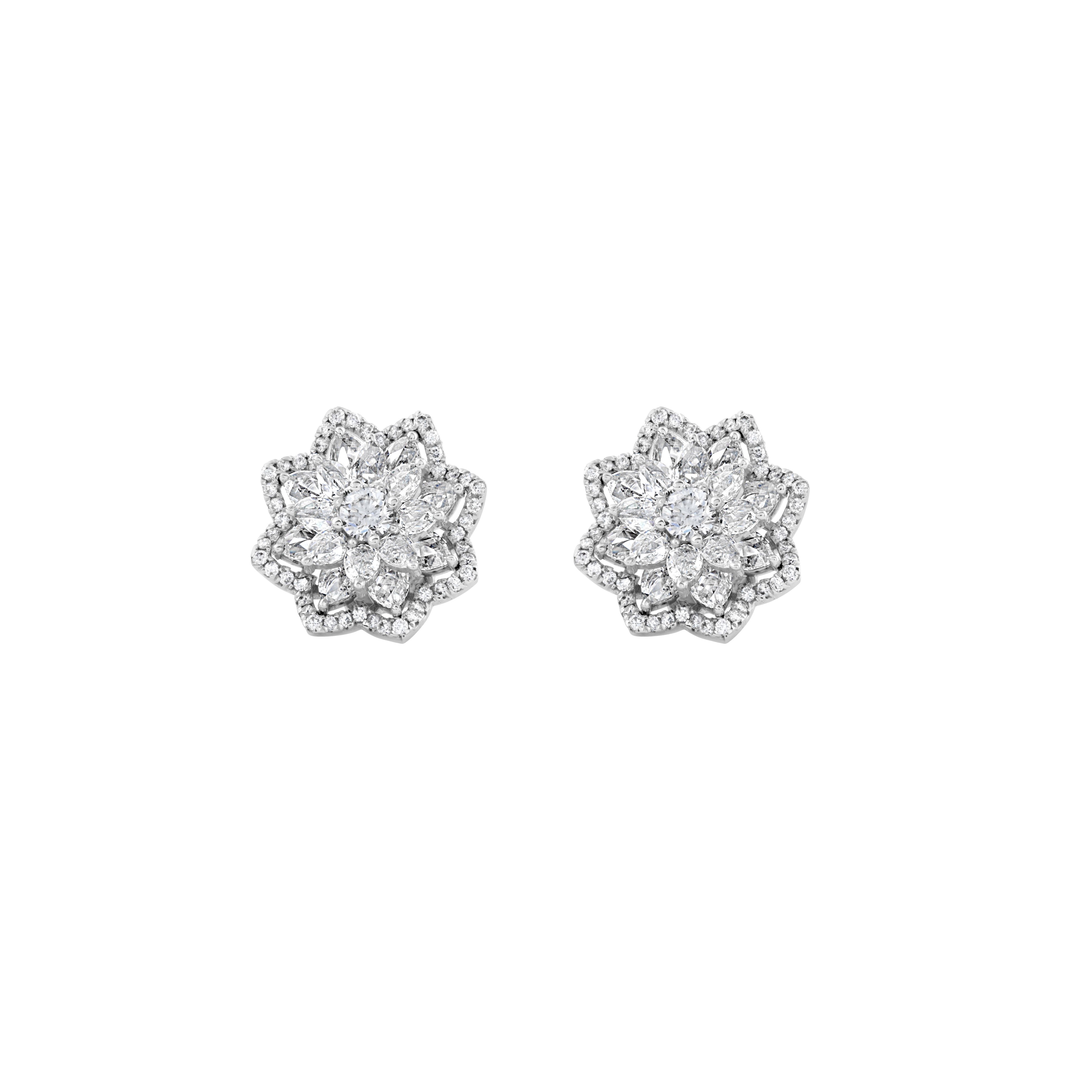 6.90 carat Rosecut and Round Diamond Earring