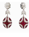 Diamond and Natural Ruby Art Deci Style Drop Earrings