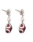 Diamond and Natural Ruby Art Deci Style Drop Earrings