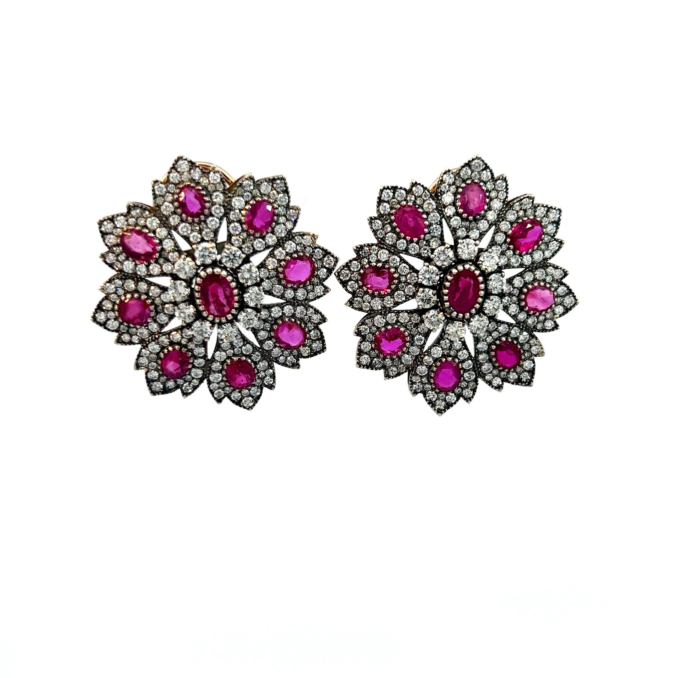 Victorian Natural Burmese Rubies and Diamond Earrings
