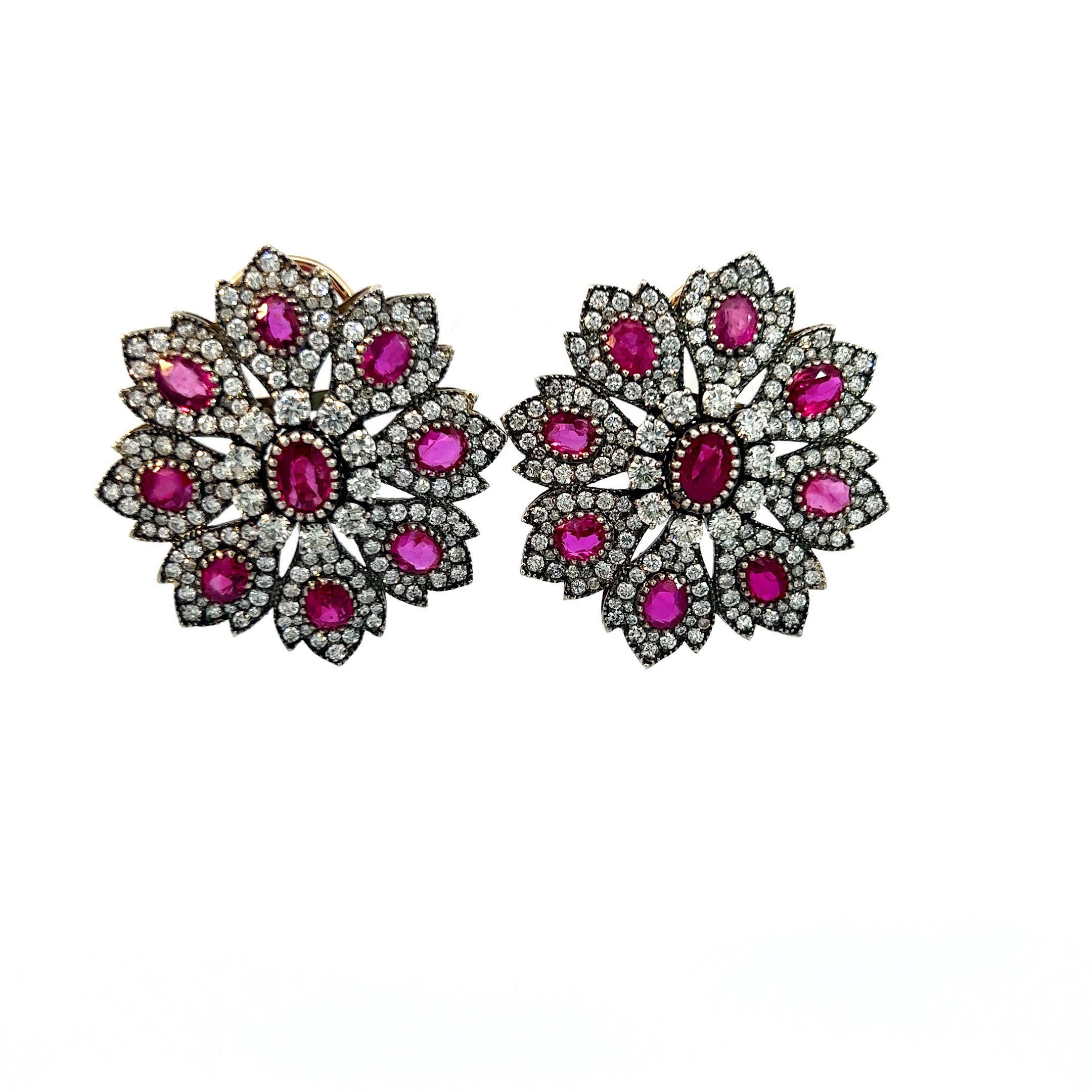 Victorian Natural Burmese Rubies and Diamond Earrings