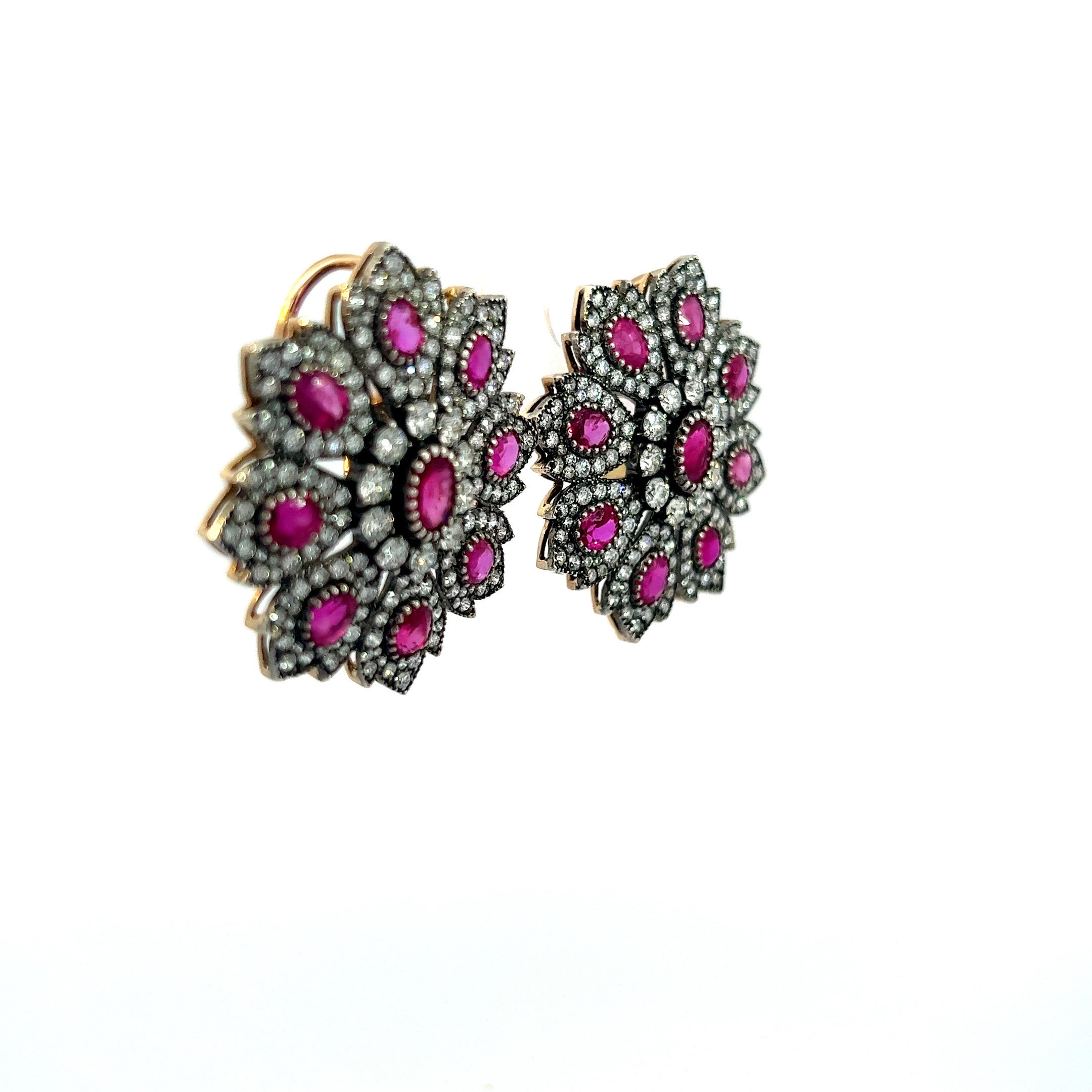 Victorian Natural Burmese Rubies and Diamond Earrings