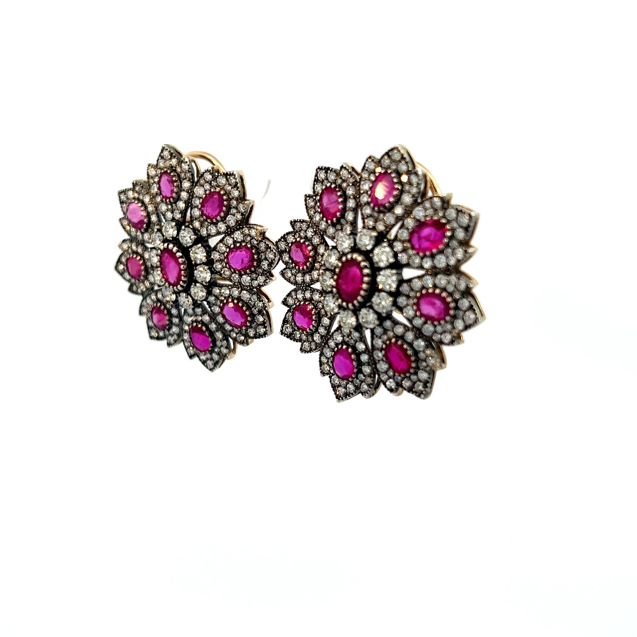 Victorian Natural Burmese Rubies and Diamond Earrings