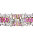 Diamond and Pink Sapphire Art Deco Style Bracelet