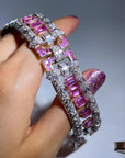 Diamond and Pink Sapphire Art Deco Style Bracelet