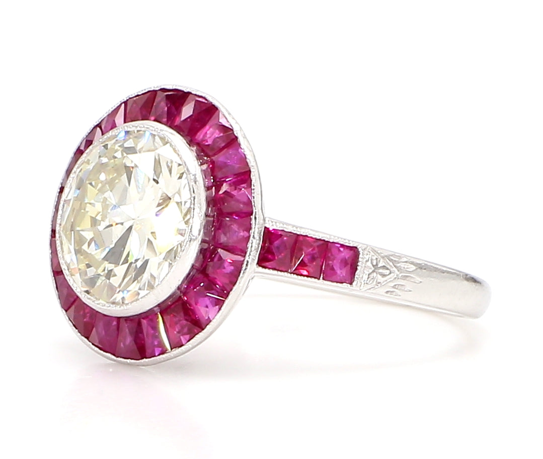 2.5 Carat Diamond Ruby, Platinum Ring