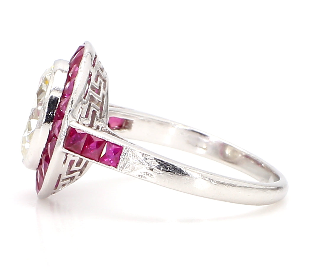 2.5 Carat Diamond Ruby, Platinum Ring