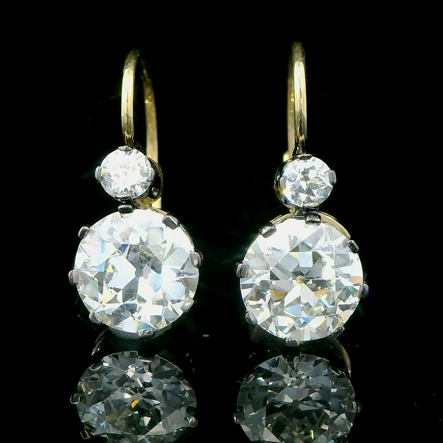 GIA Certified 6.02 Carat Diamond Art Deco Style Earrings