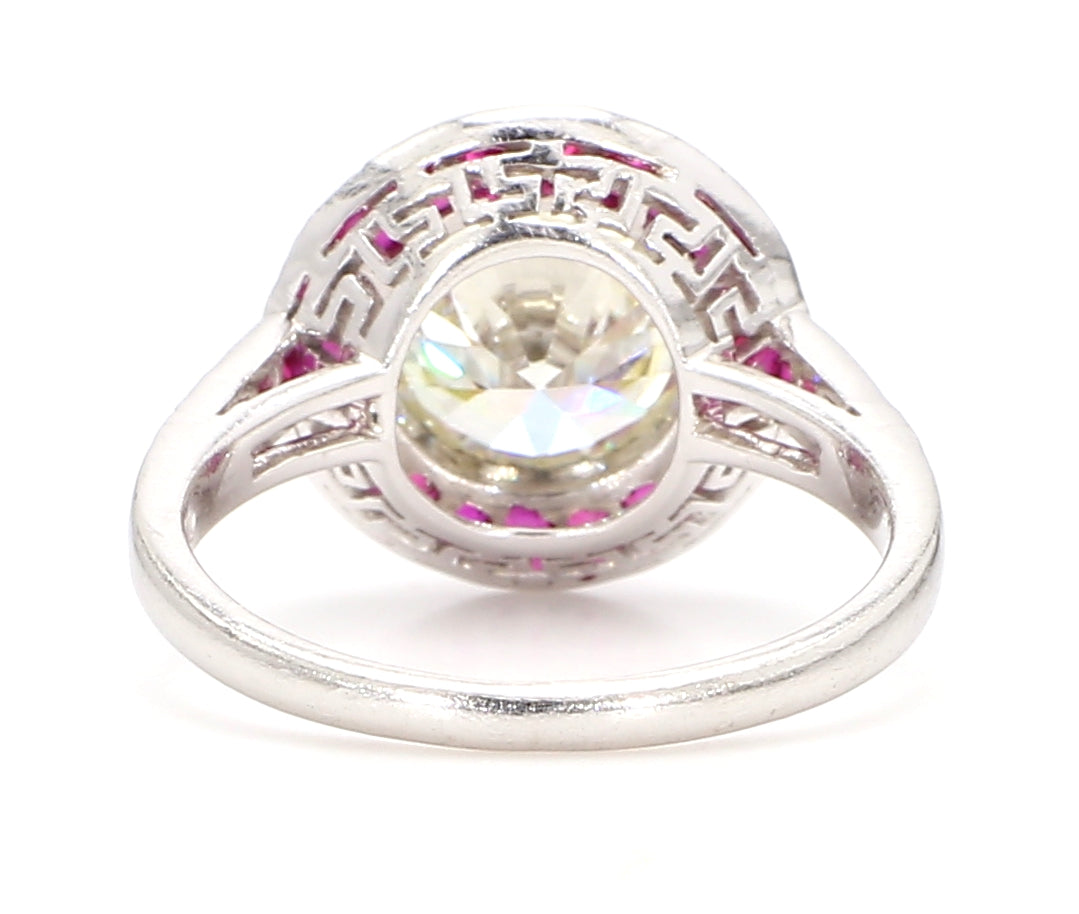 2.5 Carat Diamond Ruby, Platinum Ring